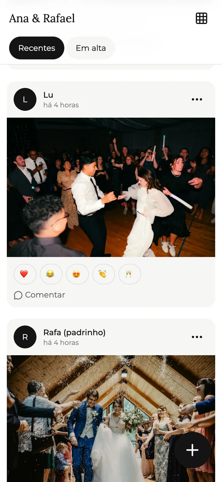 Mais posts dos convidados, com legendas e reações